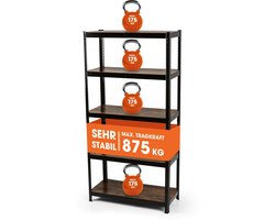 EASYmaxx staand rek industrieel design, 180x90x40 cm | Boekenrek met een draagvermogen van 875 kg | Magazijnrek - 175 kg/niveau | Stijlvol rek - 5 verstelbare legplanken voor meer orde in de woonkamer, keuken, kantoor