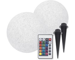 EASYmaxx zonne-lamp in steenlook - set van 2 | LED-zonnelamp in de vorm van een decoratieve steen | Weerbestendige zonnebol | Zonnebol in steenlook