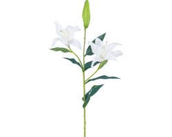 Easyplants | Kunstbloem Lelie Real Touch wit 95 cm | Zijde | Nepbloemen | wit | Onderhoudsvrij | Kant-en-klaar