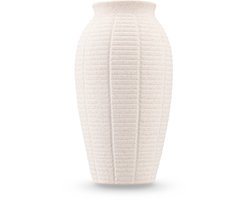 Easyplants | Vaas Wild Petal 26 cm beige | Keramiek | Ovaal | beige | Japandi stijl | Design Vaas