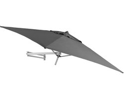 Easysol Parasol - Muurparasol - Balkonparasol - Donkergrijs - 200 x 200 cm (L x B) - Muurparasol VIERKANT - Parasols - Balkon Parasol - Tuinparasol - Balkonparasol kantelbaar - Wandparasol