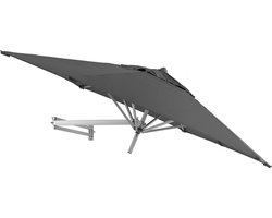 Easysol Parasol - Muurparasol - Balkonparasol - Donkergrijs - 250 cm diameter - Muurparasol ROND - Parasols - Balkon Parasol - Tuinparasol - Balkonparasol kantelbaar - Wandparasol