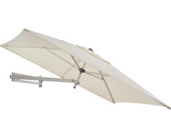 Easysol Parasol - Muurparasol - Balkonparasol - Ecru - 200 x 140 cm (L x B) - RECHTHOEKIGE Parasol - Parasols - Balkon Parasol - Tuinparasol - Balkonparasol kantelbaar - Wandparasol