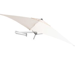 Easysol Parasol - Muurparasol - Balkonparasol - Ecru - 200 x 200 cm (L x B) - Muurparasol VIERKANT - Parasols - Balkon Parasol - Tuinparasol - Balkonparasol kantelbaar - Wandparasol