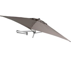 Easysol Parasol - Muurparasol - Balkonparasol - Taupe - 200 x 200 cm (L x B) - Muurparasol VIERKANT - Parasols - Balkon Parasol - Tuinparasol - Balkonparasol kantelbaar – Wandparasol