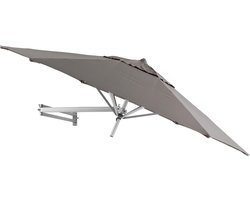 Easysol Parasol - Muurparasol - Balkonparasol - Taupe - 250 cm diameter - Muurparasol ROND - Parasols - Balkon Parasol - Tuinparasol - Balkonparasol kantelbaar - Wandparasol