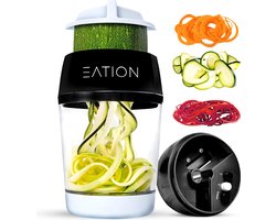 Eation® Spiraalsnijder - 3 Standen, Spirelli, Spiraalsnijder courgette - Groentesnijder - Spiralizer - Zwart/Wit