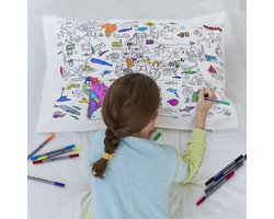 EatSleepDoodle Kleur & Leer Wereld Kaart Kussensloop - Om in te kleuren