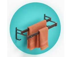 EAVY Handdoekenrek Zwart 60 cm breed - Handdoekrek Badkamer - Badkamerrek - Wandrek - Handdoekhouder