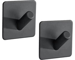 EAVY Handdoekhaakjes Zelfklevend Zwart - 2x Zelfklevende Haakjes - Handdoekhouder - Plakhaakjes - Wandhaak