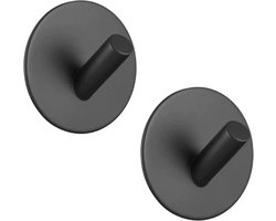 EAVY Handdoekhaakjes Zelfklevend Zwart - 2x Zelfklevende Haakjes - Handdoekhouder - Plakhaakjes - Wandhaak