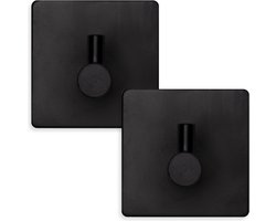 EAVY Handdoekhaakjes Zelfklevend Zwart - 2x Zelfklevende Haakjes - Handdoekhouder - Plakhaakjes - Wandhaak