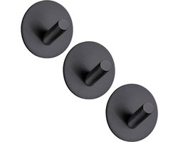 EAVY Handdoekhaakjes Zelfklevend Zwart - 3x Zelfklevende Haakjes - Handdoekhouder - Plakhaakjes - Wandhaak