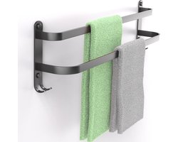 EAVY Handdoekrek Badkamer Zwart - 60 cm - Handdoekhouder - Handdoekenrek - Badkamerrek - Wandrek