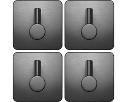 EAVY - Set van 4 Zelfklevende handdoekhaakjes RVS - Gunmetal