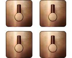 EAVY - Set van 4 Zelfklevende handdoekhaakjes RVS - handdoekhouder - wandhaak - plakhaak - Geborsteld Koper