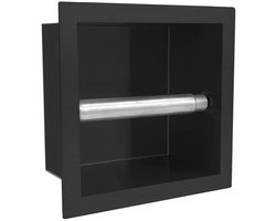 EAVY - Toiletrolhouder Inbouw Zwart RVS - WC rolhouder