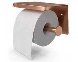 EAVY WC Rolhouder met Plankje - Zelfklevend / Zonder Boren / Boren - Toiletrolhouder - Geborsteld Koper