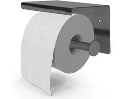 EAVY WC Rolhouder met Plankje - Zelfklevend / Zonder Boren / Boren - Toiletrolhouder - Gun Metal