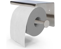 EAVY WC Rolhouder met Plankje - Zelfklevend / Zonder Boren / Boren - Toiletrolhouder - Zilver