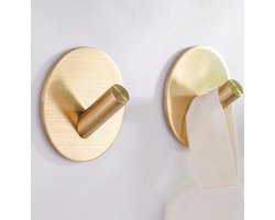 EAVY Zelfklevende Handdoekhaakjes Goud - Set van 2 Handdoekhouders