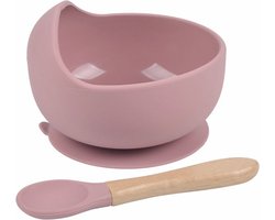 EazyLife - Baby kommetje Met Zuignap En Lepeltje - Peuter Schaaltje - Siliconen Baby Servies - Licht Roze - Eetgerei voor Baby - Bestek - Baby Bestek - Baby Eetset