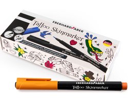 Eberhard Faber Tattoo Skinmarker Soft Brush Orange Box met 10 Stuks | Tattoo, PMU, Wimper, Browmapping Pen | Skin Marker | Tatoeage Ontwerpen Stift | Stencil Papier | Schets Pen | Lining | Shading | Waterdicht | Artist | Professioneel & Premium