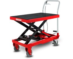 EBERTH Palletwagen Heftafel Schaarheftafel Hydraulische heftafel Draagvermogen 150 kg (staal, robuuste en geluidsarme wielen, tafel 708 x 450 mm, hefhoogte 225-700 mm, rem, hefpedaal, daalhendel, antislip)