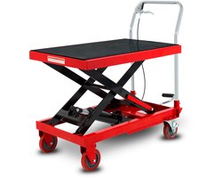 EBERTH Palletwagen Heftafel Schaarheftafel Hydraulische heftafel Draagvermogen 300 kg (staal, robuuste en geluidsarme wielen, tafel 820 x 520 mm, hefhoogte 270-800 mm, rem, hefpedaal, daalhendel, antislip)