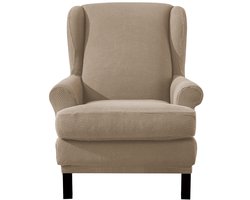 EBETA Jacquard Leunstoelhoezen stoelovertrek, fauteuil overtrek stoelhoes elastisch stretch hoes voor oorfauteuil (Zandkleur)