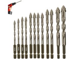 Eccentric Drill Bit Set, 12-Piece Saw Tooth Drill Bit with 4 Cutting Edges, Ceramic, Glass, Marble and Stainless - ShopVlot