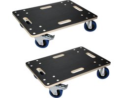 ECD Germany set 2 transportserie transportroller met 2x feststellbremse 40x60cm sebdruckplaat PP-Räder tot 800kg meubelroller en transporthulp voor verhuizing meubels en zwaar vervoer rollende trolley met remmen praktisch en stevig transportmiddel