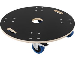 ECD Germany transportwagen rond ø67x14,5 cm zeefdrukplaat 2 geremde zwenkwielen draagvermogen 800kg meubelwagen roltransportwagen transporthulp voor verplaatsen meubeltransport pp wielen plantenwagen meubelhondentrolley robuuste transportplank