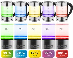 ECG RK 1777 glas met RVS waterkoker, LED verlichting en temperatuur instelling