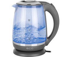 ECG RK 2020 Grey Glass Waterkoker - Elegant design van kunststof en roestvrij staal in combinatie met gehard glas - 2,0 L