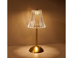 Echelon Lightning Tafellamp - Diamond Crystal Touch Tafellamp - Oplaadbaar - Tafellamp - Nachtlamp - Dimbaar - 3 Licht Kleuren - Draadloze Nachtlampje voor - Restaurant - Slaampkamer - Warme Sfeer