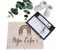 Echo bewaarkistje incl. baby echo invul kaarten - MammaZenn - Baby Echo bewaardoos - Baby Echo cadeau kistje met kaarten - Baby echo boekje