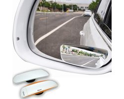 Echt glas dodehoekspiegel auto, blinde spiegel zijspiegel 360° groothoek instelbaar - 2 stuks