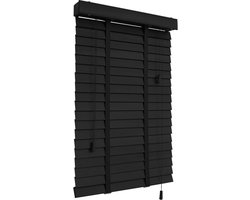 Echt Houten Jaloezieën,Zwart,Hout Jaloezieën Venetian Voor Ramen,Verduisterende/Warmte-isolatie/Privacygordijnen,Horizontale Jaloezie 50cm 60cm 80cm 90cm 100cm 110cm 120cm,W×H-60x210cm/23.5x83in