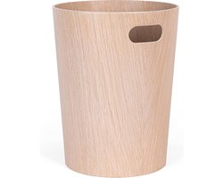 Echt houten prullenbak | Moderne houten prullenbak voor kantoor, kinderkamer, slaapkamer en nog veel meer | eiken wit