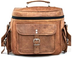 Echt Leer Schoudertas – Werktas – Fototas – Picknicktas – 35x25x15cm - Urban Chique ‘Alba’ - Met Veel Vakken OnceDoce® model 0172