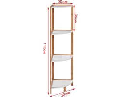 Eckrek 4-Laags Keuken & Badkamer Opbergrek – 30x30x115 cm – Multifunctioneel Hoek Rek voor Aanrecht, Woonkamer & Badkamer – Brass Kleur