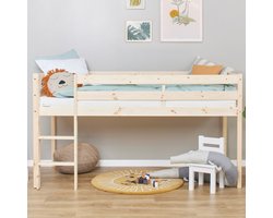ECO Comfort halfhoogslaper 90x200 cm met lattenbodem, natuurlijk hout