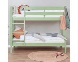 ECO Comfort stapelbed 70x160 cm met lattenbodem, bleekgroen, ECO-gecertificeerd FSC-hout, Massief Grenenhout, Lak op Waterbasis, Gemaakt in de EU, 10 jaar Fabrieksgarantie