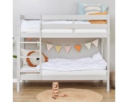 ECO Comfort stapelbed 70x160 cm met lattenbodem, Duif Grijs, ECO-gecertificeerd FSC-hout, Massief Grenenhout, Lak op Waterbasis, Gemaakt in de EU, 10 jaar Fabrieksgarantie