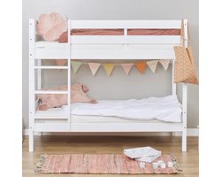 ECO Comfort stapelbed 70x160 cm met lattenbodem, wit, ECO-gecertificeerd FSC-hout, Massief Grenenhout, Lak op Waterbasis, Gemaakt in de EU, 10 jaar Fabrieksgarantie