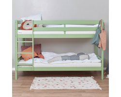 ECO Comfort stapelbed 90x200 cm met lattenbodem, bleekgroen, ECO-gecertificeerd FSC-hout, Massief Grenenhout, Lak op Waterbasis, Gemaakt in de EU, 10 jaar Fabrieksgarantie