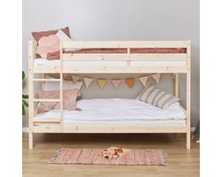 ECO Comfort stapelbed 90x200 cm met lattenbodem, natuurlijk hout, ECO-gecertificeerd FSC-hout, Massief Grenenhout, Lak op Waterbasis, Gemaakt in de EU, 10 jaar Fabrieksgarantie