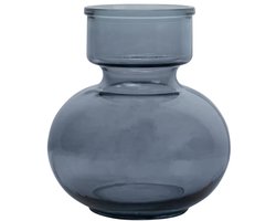 Eco designvaas – bol in blauw gerecycleerd glas - De Woonbiotoop
