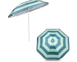 Eco Parasol - Strandparasol Tuinparasol - Zonbescherming Buiten - Gemaakt van Gerecycled Materiaal - 160x185cm - Groen Streep